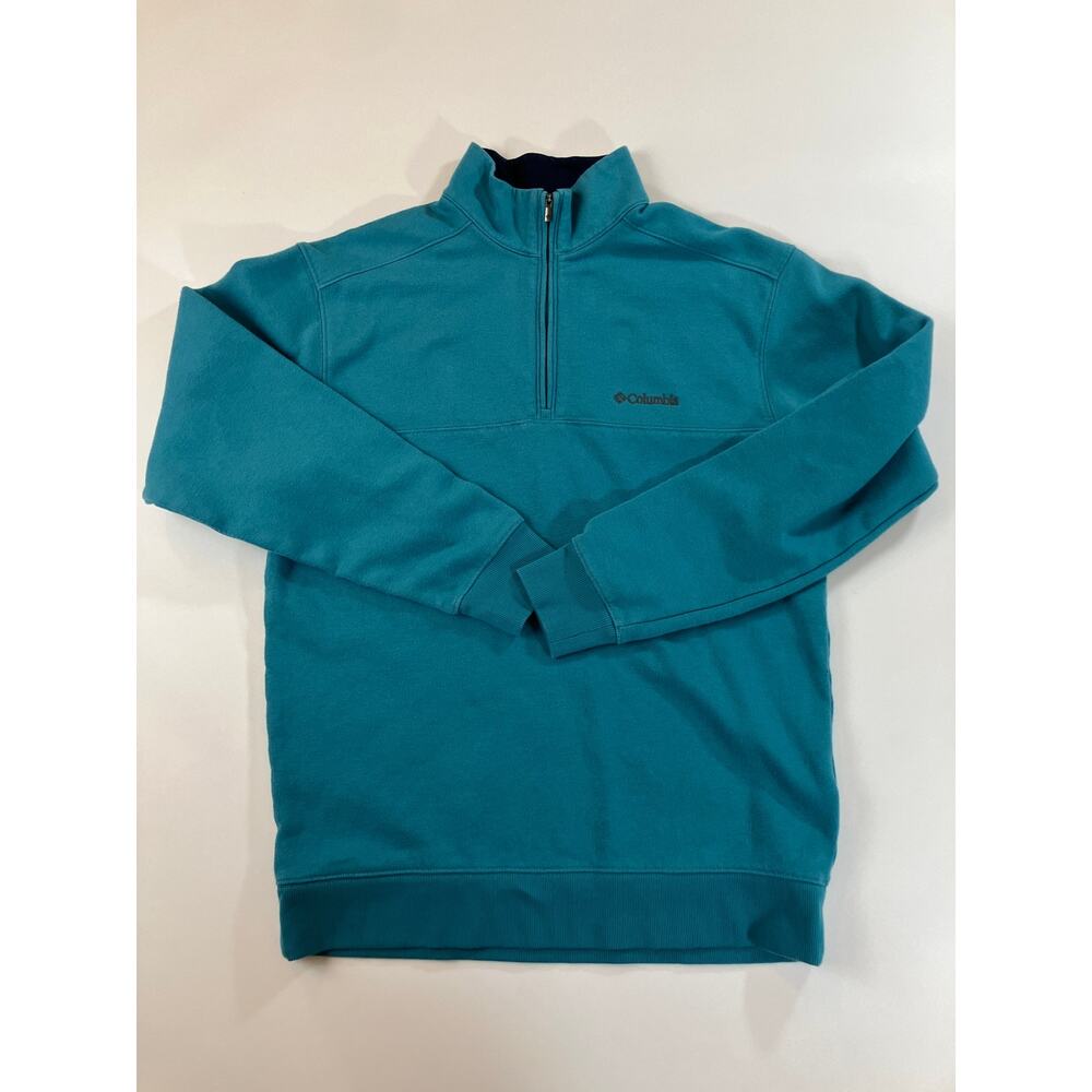Columbia Men’s M Teal Quarter Zip Pullover Sweatshirt Embroidered Logo